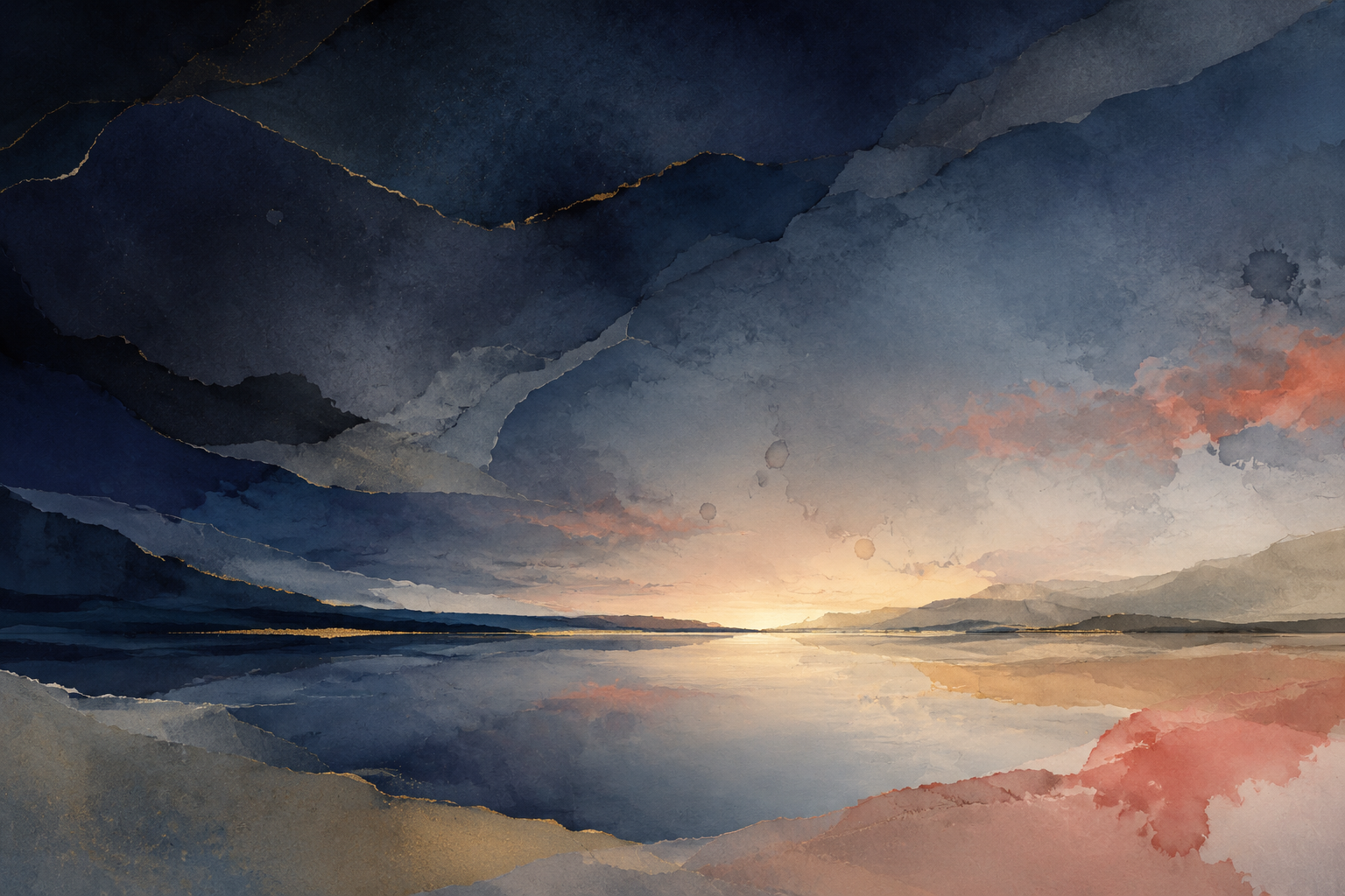Abstract twilight sky reflected in still water